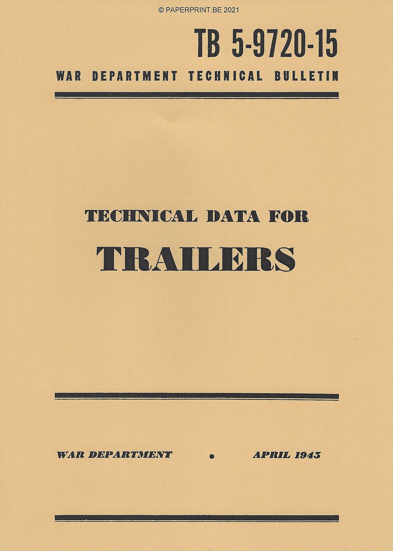 TB 5-9720-15 US TECHNICAL DATA FOR TRAILERS